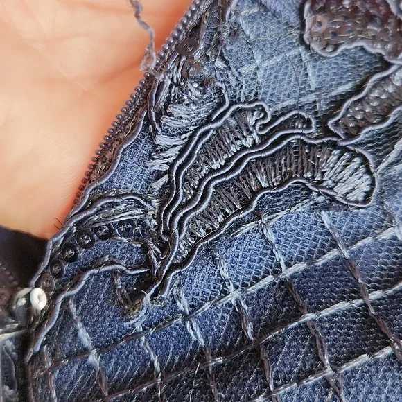 LUCCI LU, Sequins Textures Sweetheart Neckline,Elegant Navy Strapless Lace Dress - Picture 13 of 13